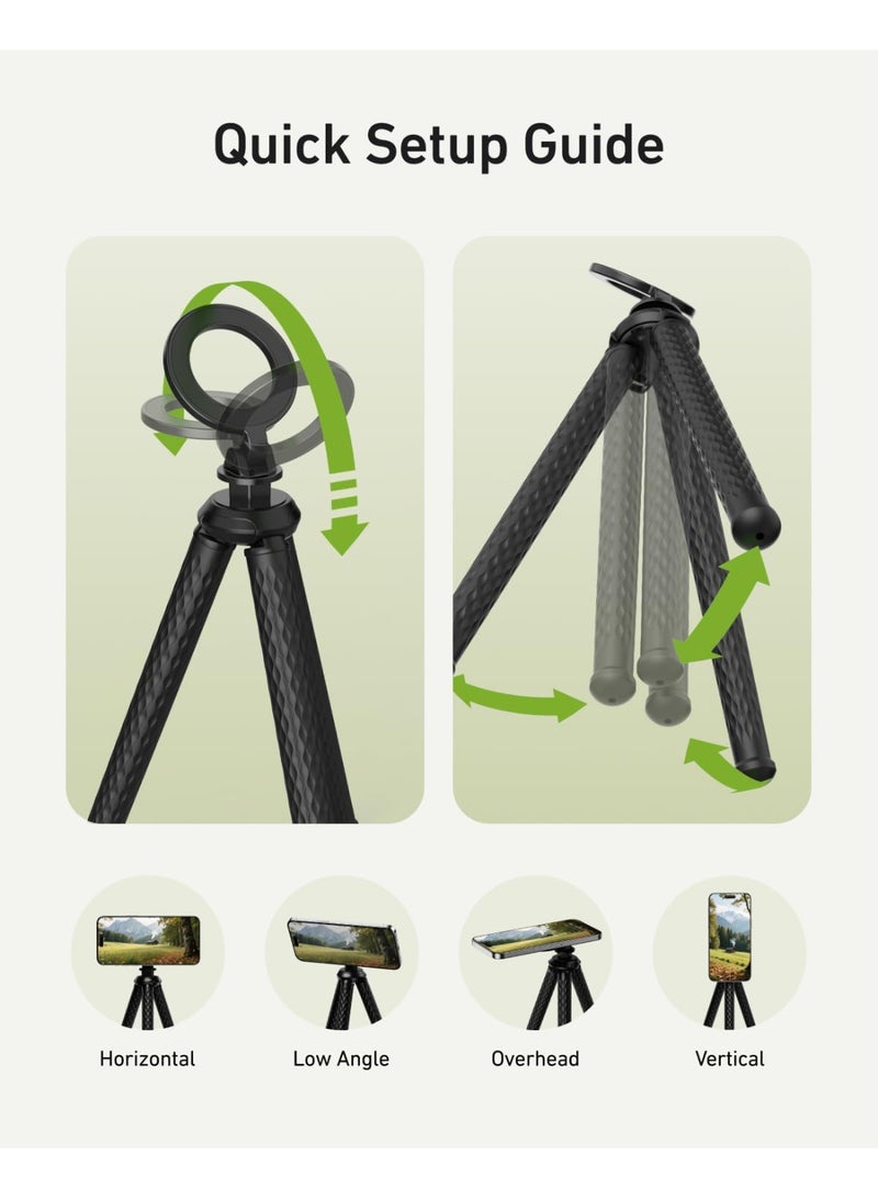 TELESIN° Magnetic Flexible Phone Tripod, Mini Tripod Stand for Magsafe Phones, Bendable Stroller Treadmill Tube Bike Motorcycle Phone Holder Selfie Stick for Video Recording for iPhone Android Phones - Image 4